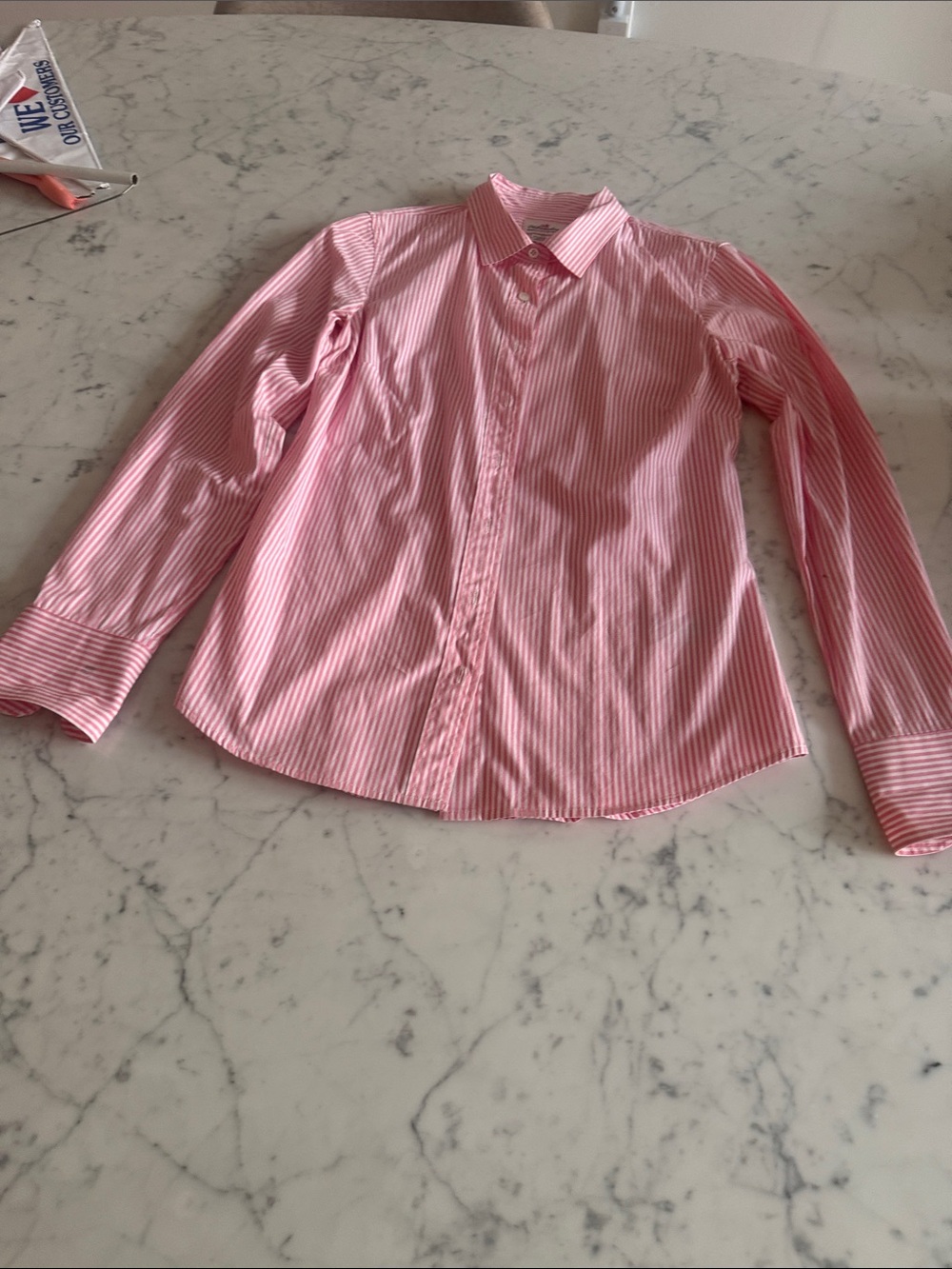 J. Crew Pink and White Striped Button-Down Shirt